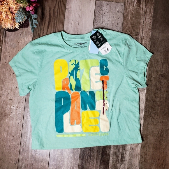 NWT Happy Earth Apparel Protect The Planet T-Shirt Size XL Jade Green - Picture 6 of 16